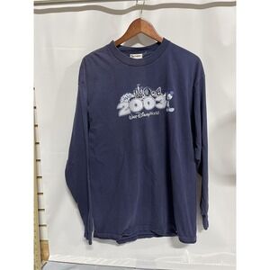 Vintage Walt Disney World Mickey‎ Mouse Logo Long Sleeve Shirt Mens XL Blue